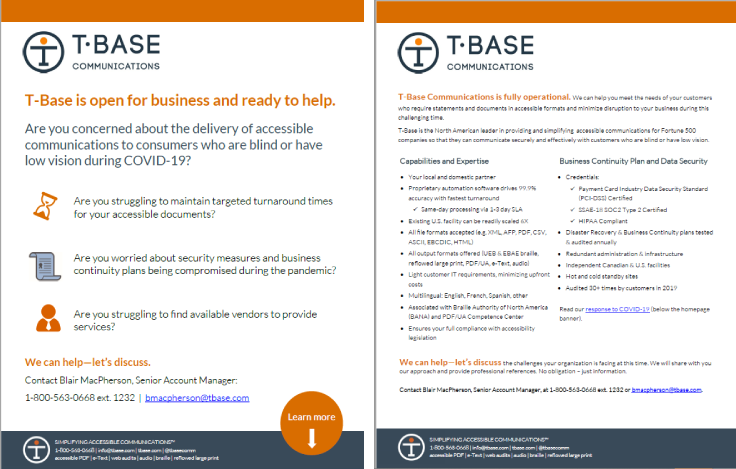 Screenshot of T-Base's "Fully Operational" Two Pager
