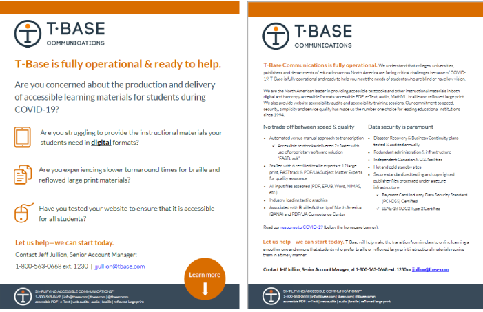 Screenshot of T-Base's "Fully Operational" Two Pager Document